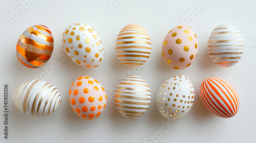 Decorative painted Easter eggs on a white background.