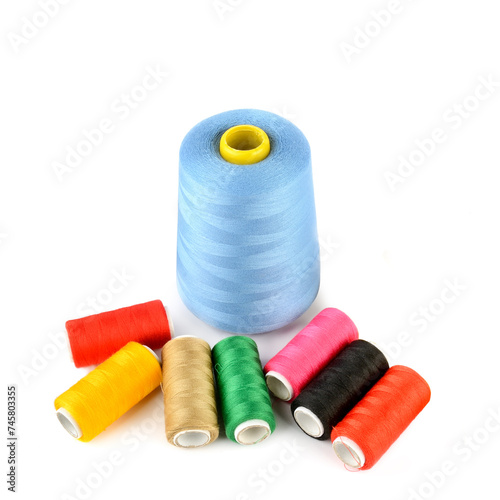 Set of threads for sewing isolated on a white .
