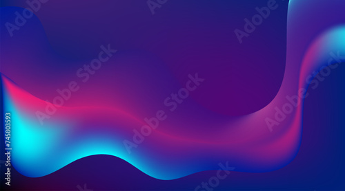 Abstract blue and purple liquid wavy shapes futuristic background. Glowing retro waves vector design