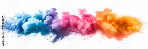 Abstract colorful gulal powder and dust rainbow pigment particles explosion. Festive Happy Holi background, greeting card, invitation or banner backdrop. Hindu festival of colours Wallpaper .