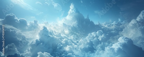A castle made of clouds home to sky spirits and celestial beings photo