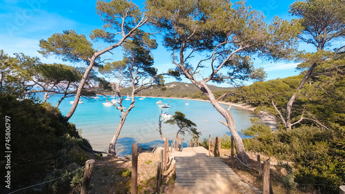Landscapes, summer Mediterranean sea and beaches of the island of Porquerolles, in Hyères, in the Var in France
