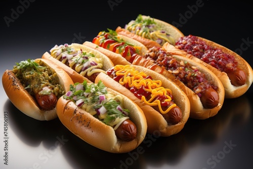 Digital painting of hot dogs with white background, generative IA