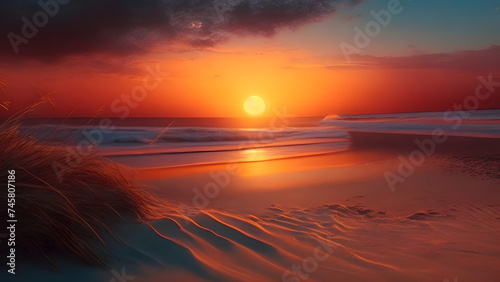 Idyllic Sunset Beach Scene