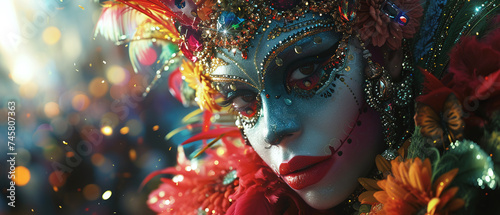 Intricate Carnival Mask with Lush Decorations © INsprThDesign