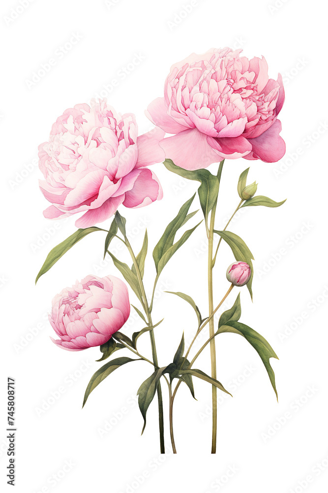pink Peony Watercolor Illustration