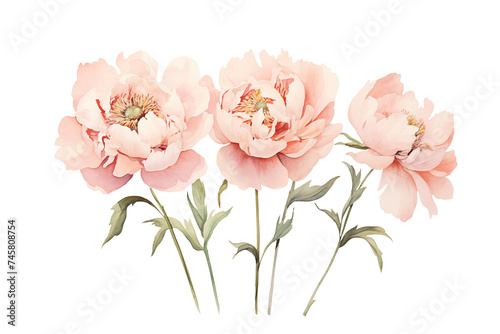 pink Peony Watercolor Illustration