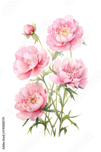 pink Peony Watercolor Illustration