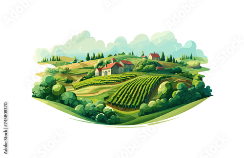 A vineyard vector simple 3d smooth cut and paste isolated illustration