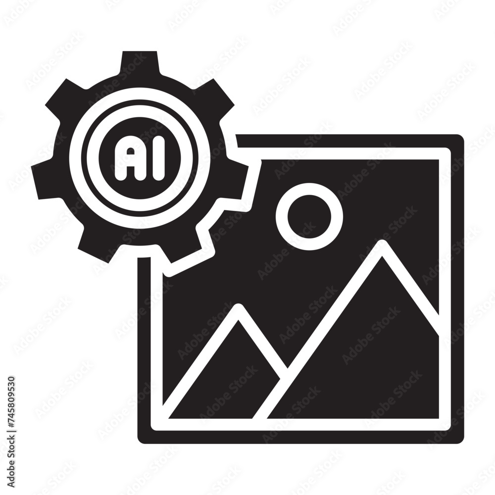 Ai generated image glyph icon. Ai generated image glyph icon.