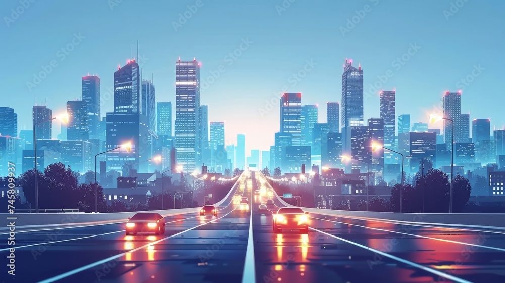 Image showcasing Autonomous vehicles on smart city roads self driving cars with AI ...