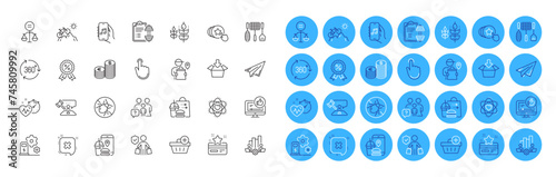Family questions, Cardio training and Food delivery line icons pack. For web app. Color icon buttons. Vector