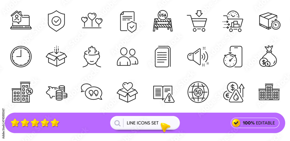 Usa close borders, Donation and Cash line icons for web app. Pictogram icon. Line icons. Vector Usa close borders, Donation and Cash line icons for web app. Pictogram icon. Line icons. Vector