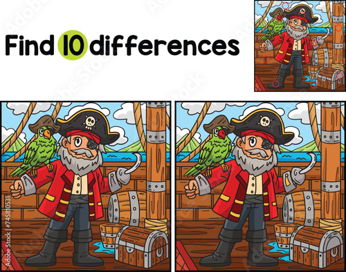 Pirate Captain with Parrot Find The Differences