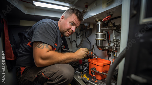 Portrait of a plumber repairing an urgent breakdown