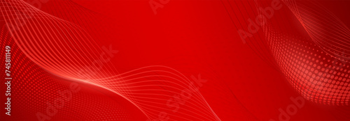 Abstract background made of halftone dots and thin curved lines in red colors