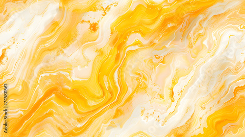 Vibrant Yellow Marble Swirl Background with Orange Accents for Dynamic Designs