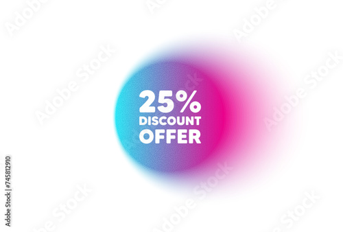 25 percent discount. Sale offer price sign. Color neon gradient circle banner. Vector © blankstock