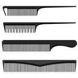 Flat combs for haircuts isolated on white background.Vector set for hairdressing designs.