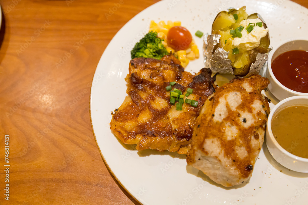 Fototapeta premium Grilled pork steak