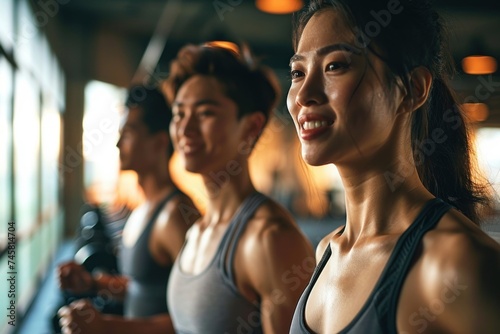 スポーツジムでトレーニングをする男性と女性, Generative AI