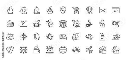 Fish grill, Online storage and Mute line icons pack. For web app. Line icons. Vector