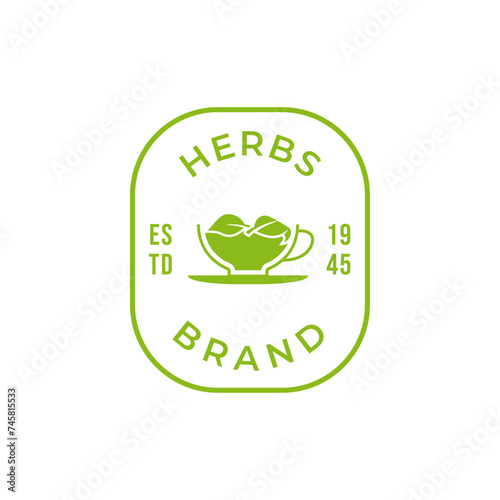 Herbs drink logo. Organic Drink Cup Logo Design Template