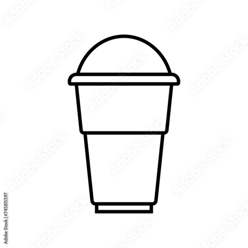 Cold drink icon. Milkshake, smoothie, iced coffee or bubble tea icon