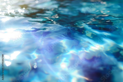 夏 青 水面 海 プリズムライト オーバーレイ フレア 光沢 背景, Generative AI