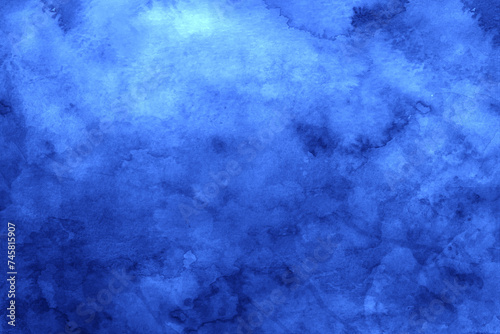 Blue watercolor background, abstract paint texture