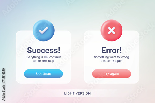 EPS Success and Error Pop-up Message Full Editable and Vector LIGHT VERSION photo