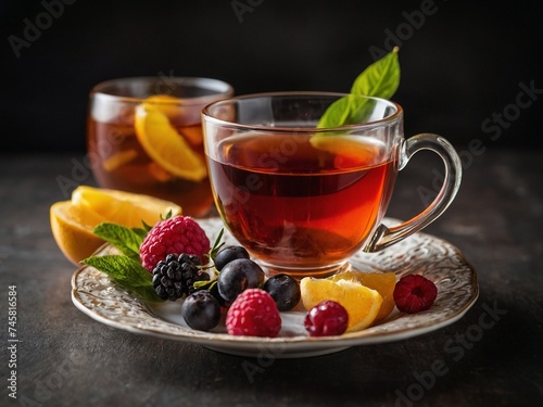 cup of tea with berries