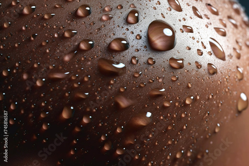 Drops of water on a woman's tanned skin. Background.