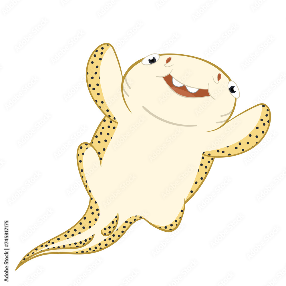 Naklejka premium Endangered species Zebra Shark Cartoon Isolate Vector Character Design Illustration