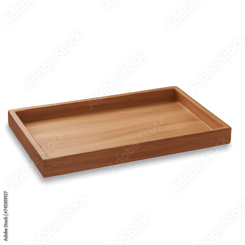 Empty wooden tray isolated on white background. © ASGraphicsB24