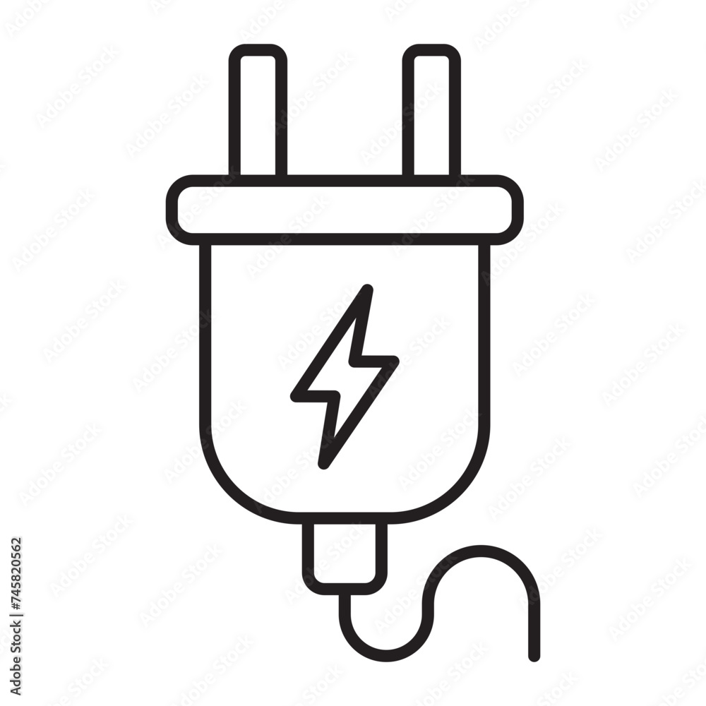 Plug line icon power wire cable flat. Plug line icon power wire cable flat.