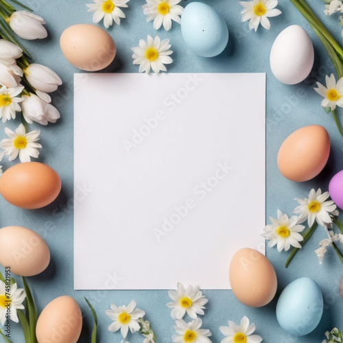 photo of a easter card with eggs and flowers 