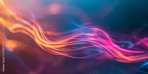 Abstract bright curves. Background for design with selective focus,  neon light with abstract colorful gradient wave background photo