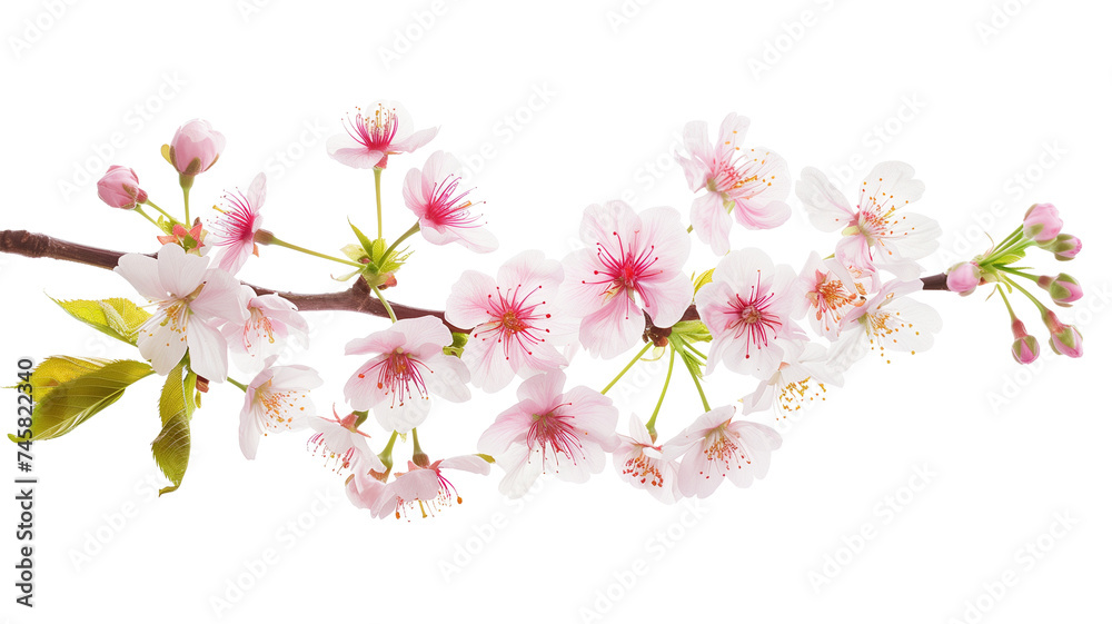 Seasonal floral branch made with fresh cherry blossom, isolated on transparent background Seasonal floral branch made with fresh cherry blossom, isolated on transparent background