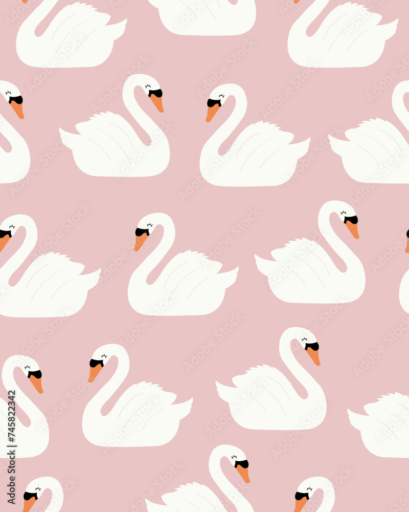 seamless pattern with swans