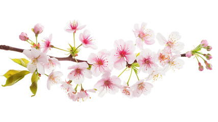 Seasonal floral branch made with fresh cherry blossom, isolated on transparent background