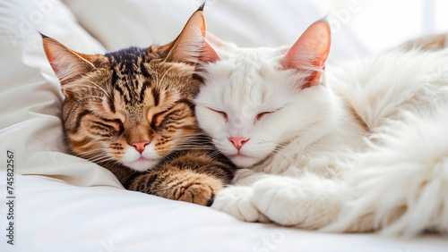 relax couple cat sleeping generative AI