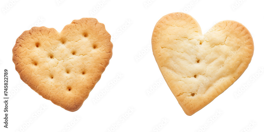 Set of heart shape cookie and biscuit, isolated on transparent background Set of heart shape cookie and biscuit, isolated on transparent background