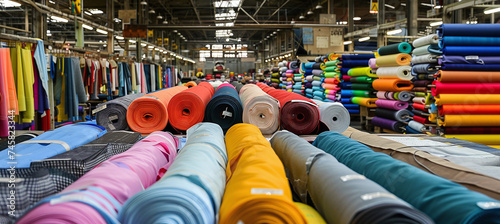 Textile Factory With Colorful Fabric