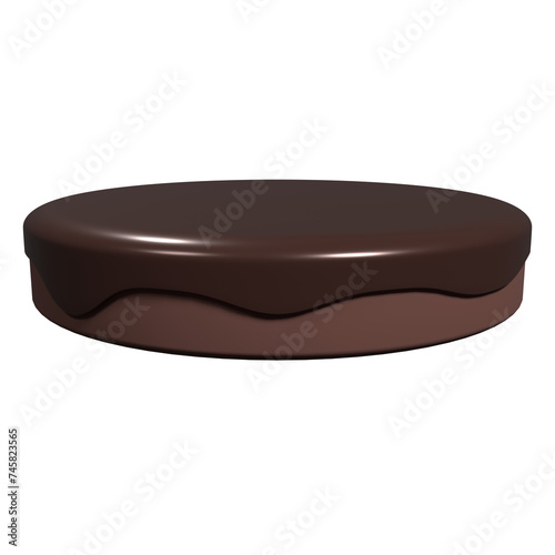 Chocolate stand podium. Chocolate podium with dripping melted. Product presentation. 3D rendering illustration