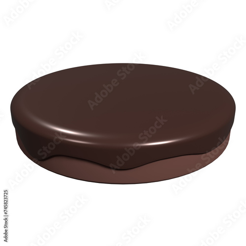 Chocolate stand podium. Chocolate podium with dripping melted. Product presentation. 3D rendering illustration