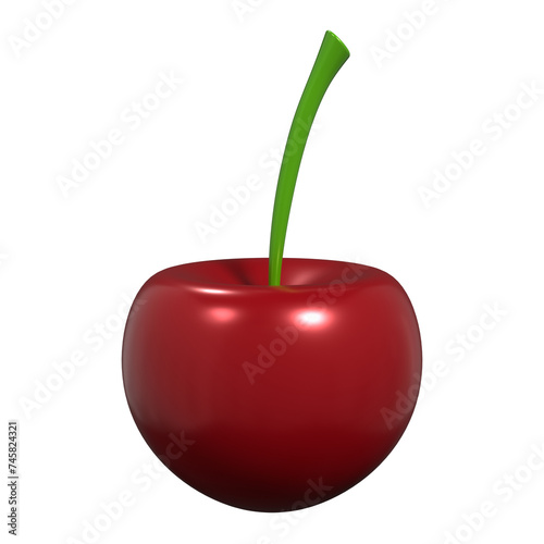 3D rendering of cherry icon. Red cherry fruit. Fruit and healthy food concept. 3D rendering illustration