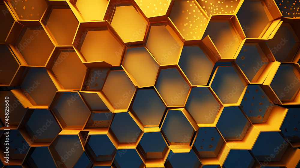 A bunch of hexagons stacked on top of each other in a hexagonal pattern A bunch of hexagons stacked on top of each other in a hexagonal pattern