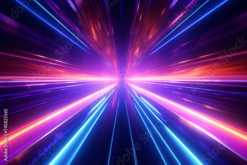 .Abstract Technology Futuristic Neon Lines on Dark Background