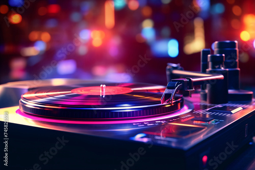 Vinyl Revolution, DJ Turntable Spins at Electrifying EDM Club Party